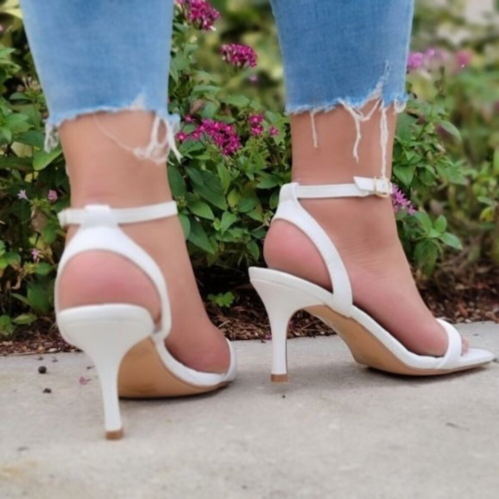 White Ankle-Strap High Heel Sandals - Picture 3 of 5